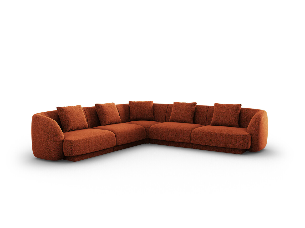 Coltar reversibil 5 locuri, Tulum, Cosmopolitan Design, 255x255x70 cm, tesatura chenille, teracota - imagine 6